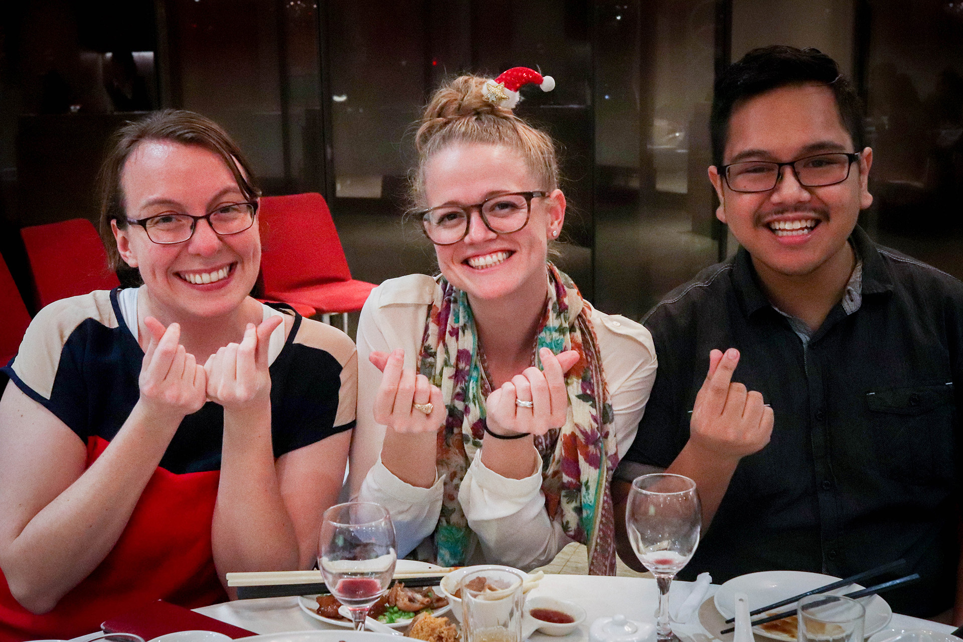 Teachers enjoy sharing a meal to celebrate Christmas