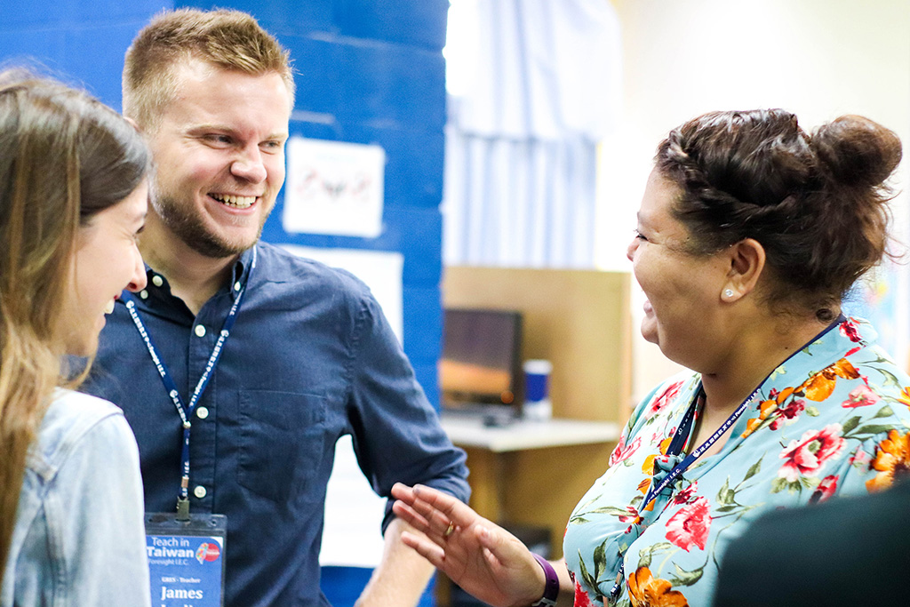 Teachers talking together